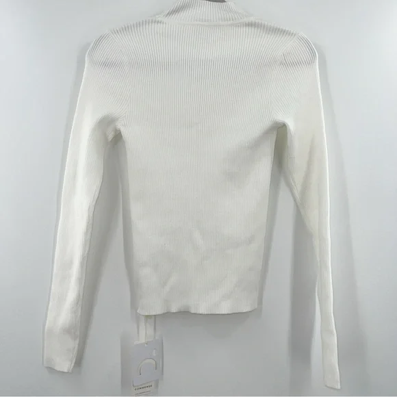 Commense NWT Mock Neck Rib Long Sleeve Knit Top in White size Small - Picture 3 of 8